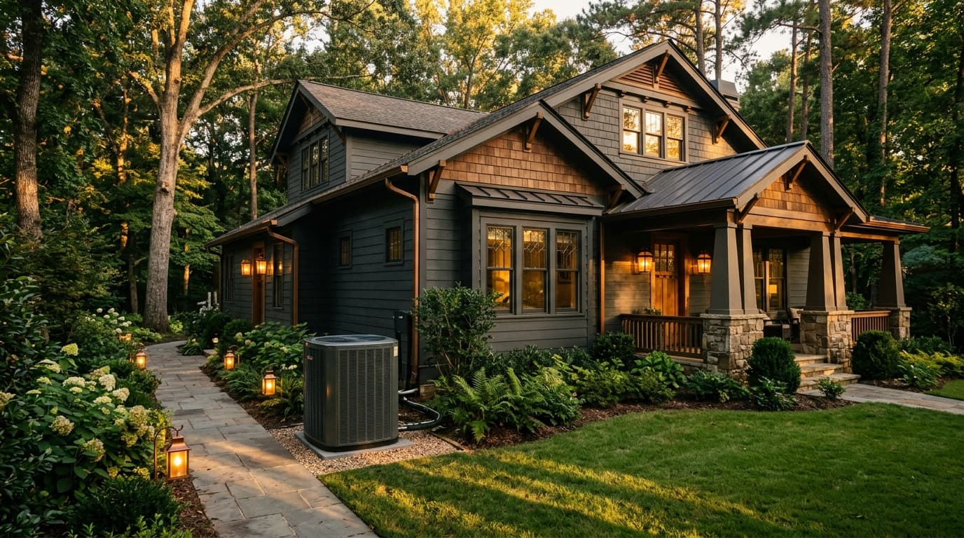 Refined craftsman home in Cahaba Heights, AL 35242 at golden hour